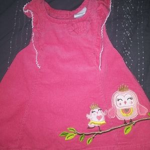Girls sweet Owl Nannette pink cord dress 6-9 mth